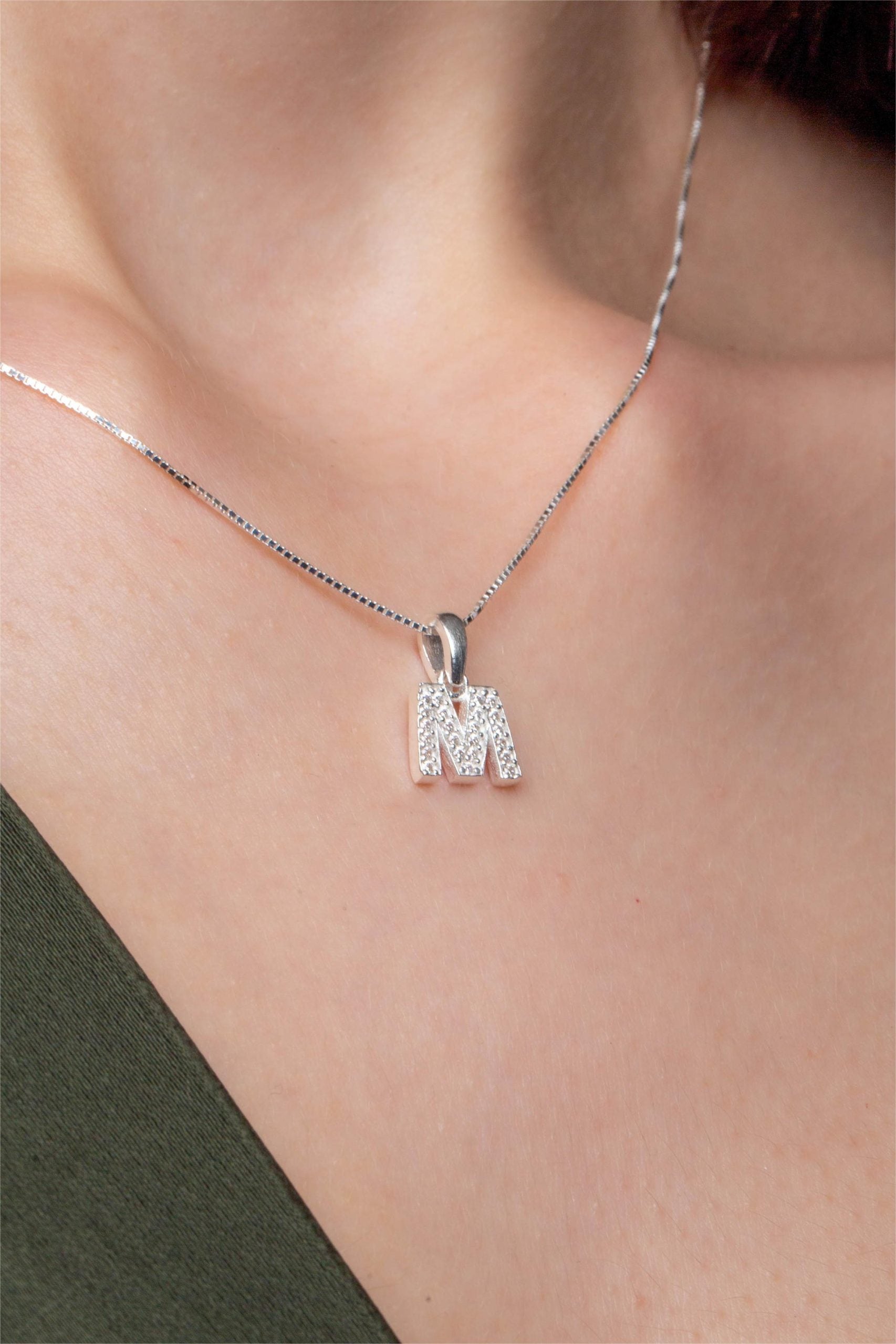 Colier din argint 925 cu initiala M