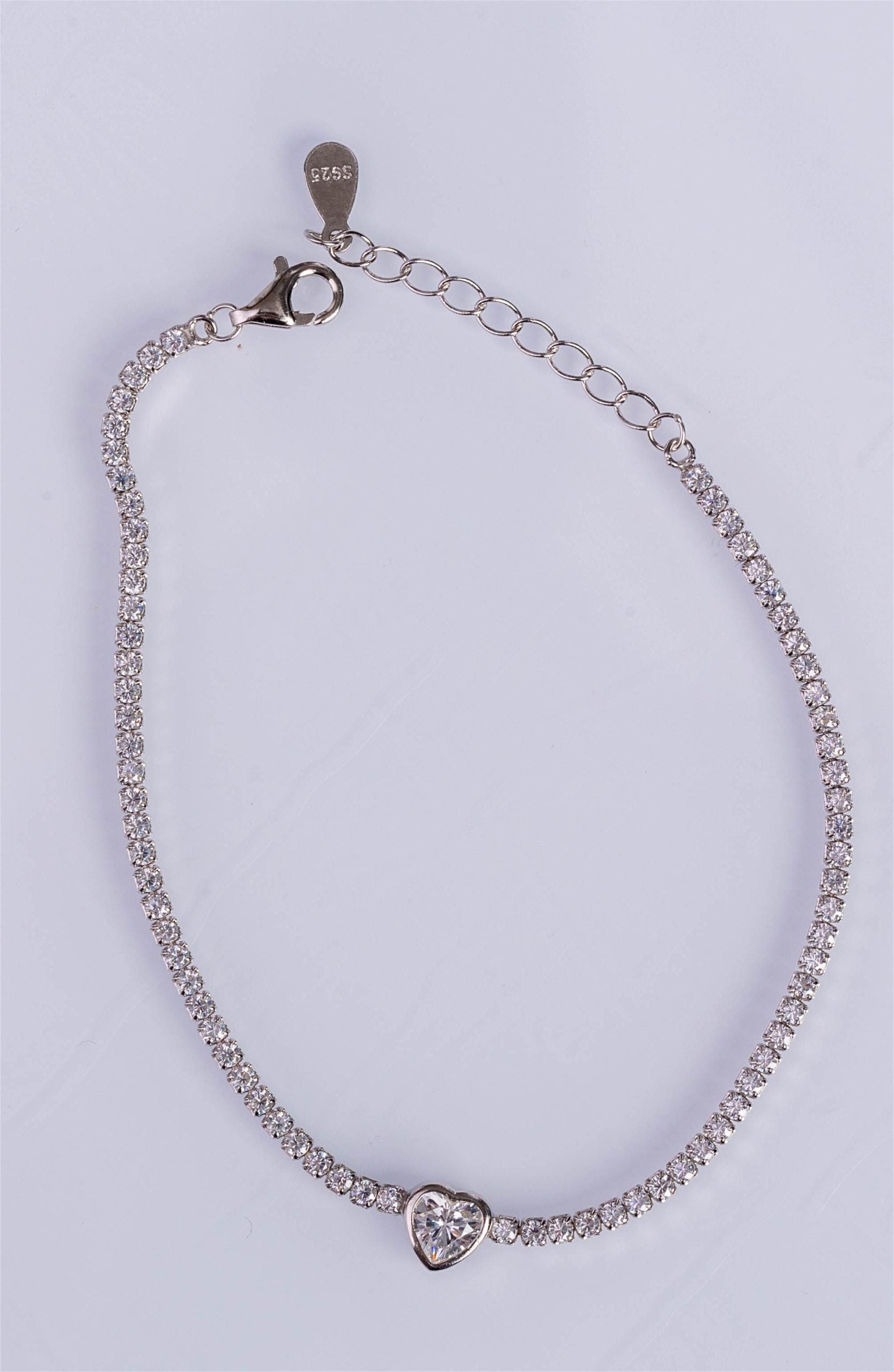 Bratara tenis din argint 925 cu inimioara