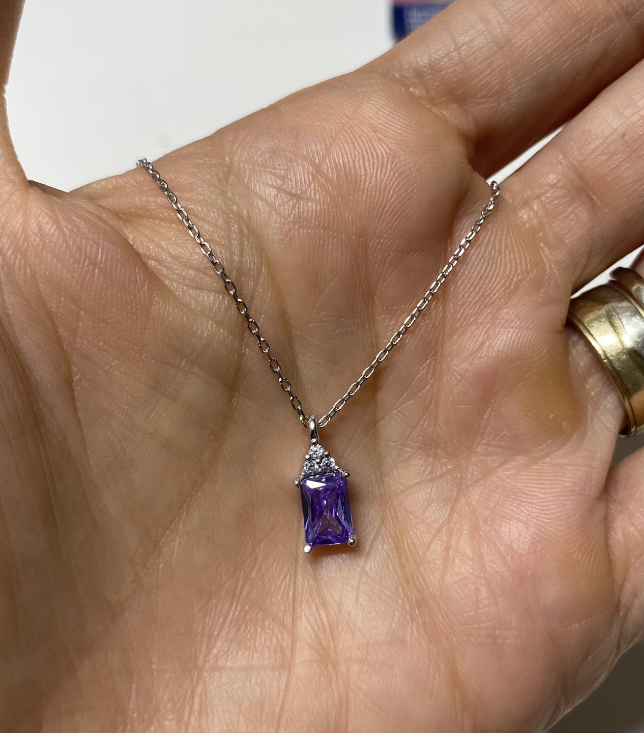 Colier din argint 925 rodiat cu ametist mov rectangular