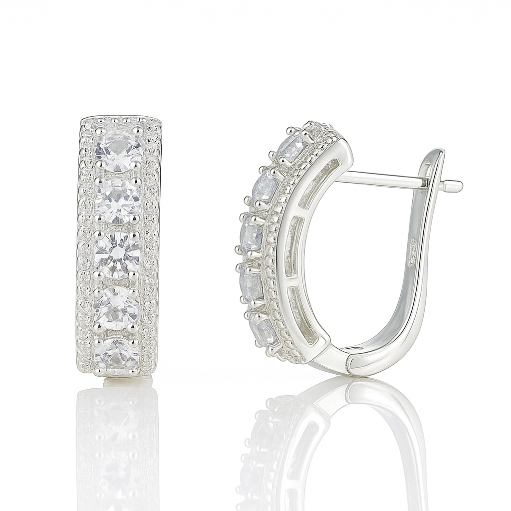 pereche de cercei din argint masiv lucios, bijuterii premium InfinityBijoux